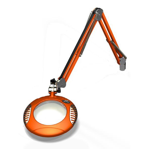 OC White 42400-5-BO Green-Lite&reg; LED Magnifier with 6" Round, 5 Diopter Lens & Edge Clamp, Brilliant Orange