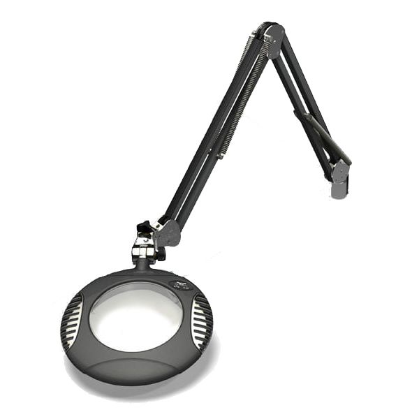 OC White 42400-5-CM Green-Lite&reg; LED Magnifier with 6" Round, 5 Diopter Lens & Edge Clamp, Charcoal Mist