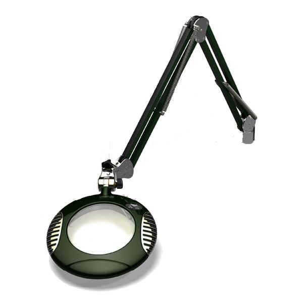 OC White 42400-5-RG Green-Lite&reg; LED Magnifier with 6" Round, 5 Diopter Lens & Edge Clamp, Racing Green