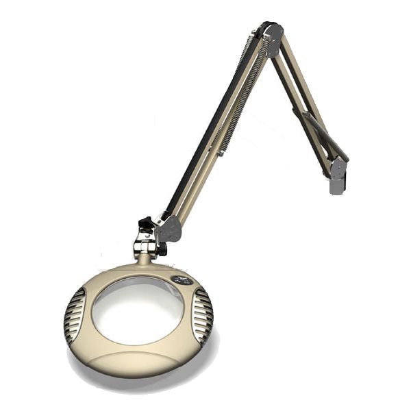OC White 42400-5 Green-Lite&reg; LED Magnifier with 6" Round, 5 Diopter Lens & Edge Clamp, Shadow White