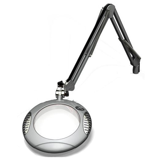OC White 62400-5-S Green-Lite&reg; LED Magnifier with 7.5" Round, 5 Diopter Lens & Edge Clamp, Silver