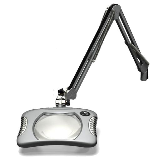 OC White 82600-4-S Green-Lite&reg; LED Magnifier with 5.25" x 7" Rectangular, 4 Diopter Lens & Weighted Base, Silver