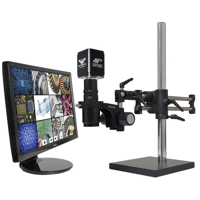OC White TKMACZ-AF-A MacroZoom AF+ Intelligent Auto Focus HD Microscope System with Dual Boom Stand, 22" LCD Monitor & Fiberoptic Annular Ring Light