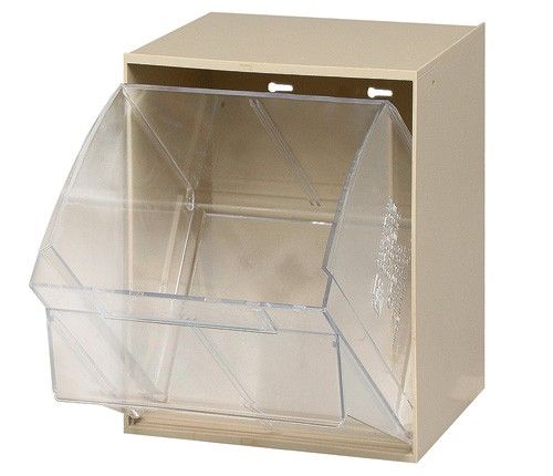 Quantum QTB301 Clear Tip Out Bin with 1 Compartment, 11.81" x 11.75" x 13.88"