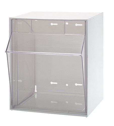 Quantum QTB301 Clear Tip Out Bin with 1 Compartment, 11.81" x 11.75" x 13.88"