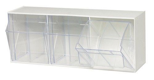 Quantum QTB303 Clear Tip Out Bin with 3 Compartments, 23.63" x 7.75" x 9.5"