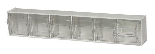 Quantum QTB306 Clear Tip Out Bin with 6 Compartments, 23.63" x 3.63" x 4.5"