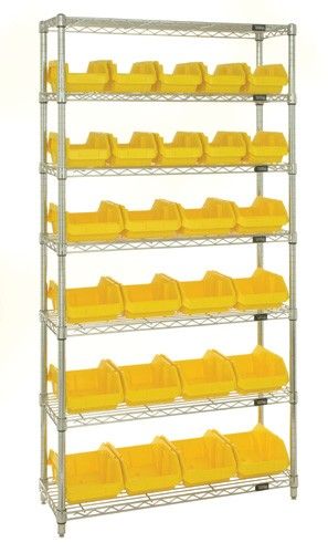 Quantum W7-12-26 Wire Shelving System with 7 Shelves, 36" x 18" x 74"