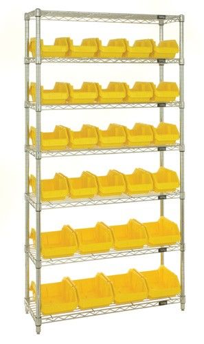 Quantum W7-12-28 Wire Shelving System with 7 Shelves, 36" x 18" x 74"