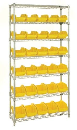 Quantum W7-12-30 Wire Shelving System with 7 Shelves, 36" x 18" x 74"