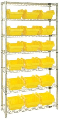 Quantum W7-14-18 Wire Shelving System with 7 Shelves, 36" x 18" x 74"