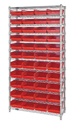 Quantum WR12-107 Wire Shelving System with 12 Shelves, 12" x 36" x 74"