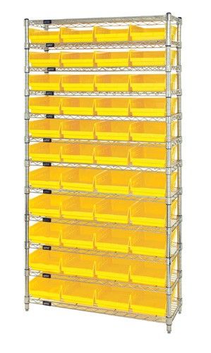 Quantum WR12-107 Wire Shelving System with 12 Shelves, 12" x 36" x 74"