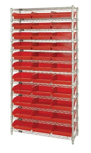 Quantum WR12-109 Wire Shelving System with 12 Shelves, 12" x 36" x 74"