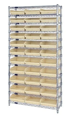 Quantum WR12-110 Wire Shelving System with 12 Shelves, 18" x 36" x 74"