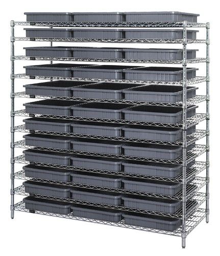 Quantum WR12-93030 Wire Shelving System with 12 Shelves, 24" x 60" x 63"