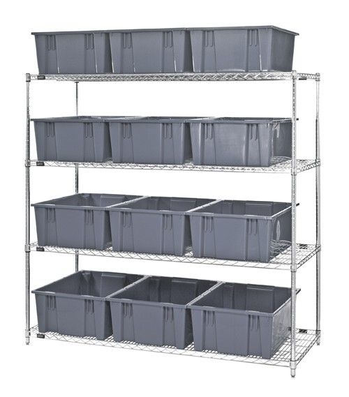Quantum WR4-12225 Wire Shelving System with 4 Shelves, 24" x 66" x 63"