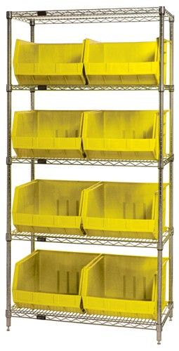 Quantum WR5-270 Wire Shelving System with 5 Shelves, 18" x 36" x 74"