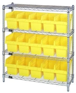 Quantum WR5-39-1236-207 Wire Shelving System with 5 Shelves, 12" x 36" x 39"