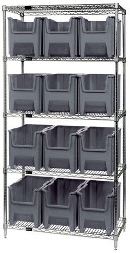 Quantum WR5-600 Wire Shelving System with 5 Shelves, 18" x 36" x 74"