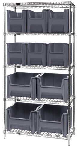 Quantum WR5-600800 Wire Shelving System with 5 Shelves, 18" x 36" x 74"