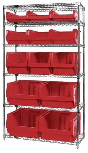 Quantum WR6-13-MIX Wire Shelving System with 6 Shelves, 18" x 42" x 74"