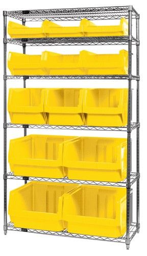 Quantum WR6-13-MIX Wire Shelving System with 6 Shelves, 18" x 42" x 74"