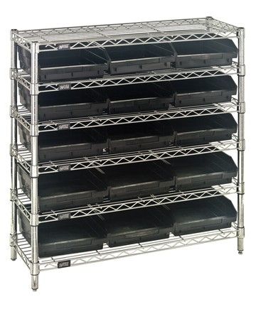 Quantum WR6-36-1236-109 Wire Shelving System with 6 Shelves, 12" x 36" x 36"