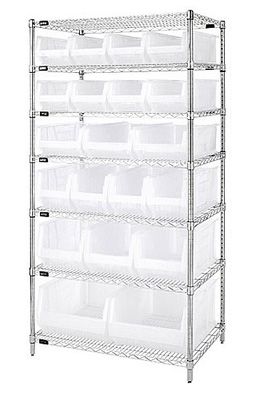 Quantum WR7-245CL Wire Shelving System with 7 Shelves, 12 x 36 x 74