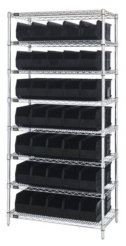 Quantum WR8-441 Wire Shelving System with 8 Shelves, 14" x 36" x 74"