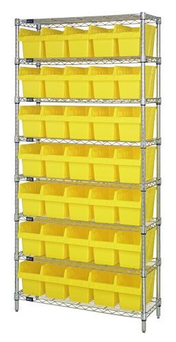 Quantum WR8-804 Wire Shelving System with 8 Shelves, 18" x 36" x 74"