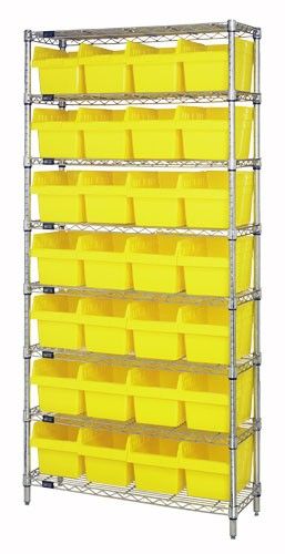 Quantum WR8-807 Wire Shelving System with 8 Shelves, 12" x 36" x 74"
