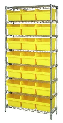 Quantum WR8-809 Wire Shelving System with 8 Shelves, 12" x 36" x 74"