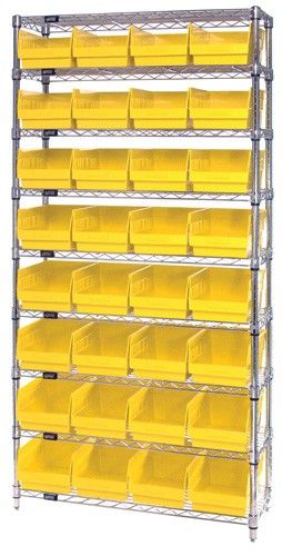Quantum WR9-207 Wire Shelving System with 8 Shelves, 12" x 36" x 74"