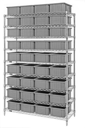 Quantum WR9-92060 Wire Shelving System with 9 Shelves, 18" x 48" x 74"