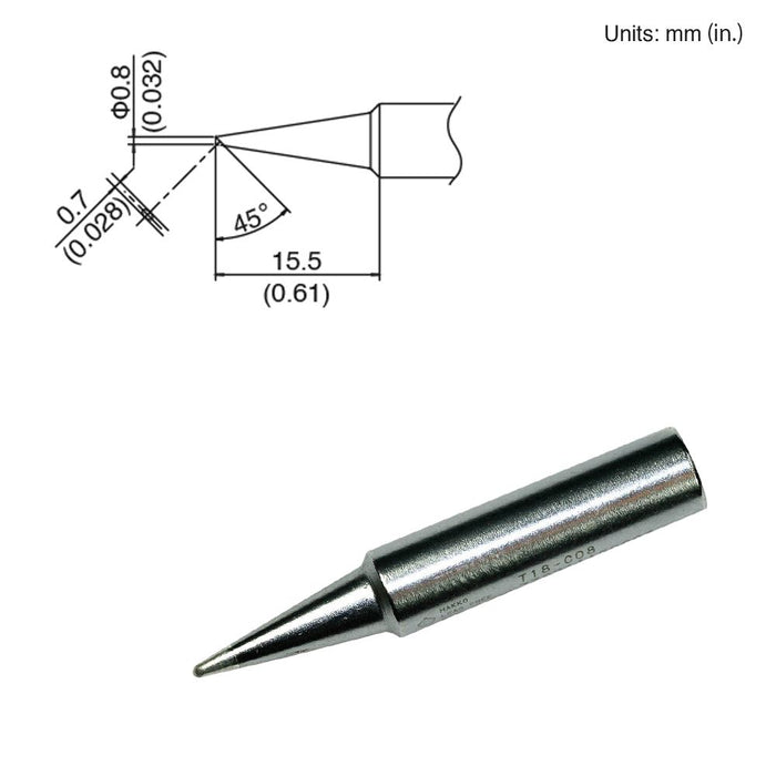 Hakko T18-C08 Bevel Tip Soldering Tip (Qty of 10)