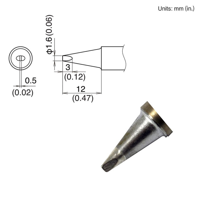 Hakko T22-D16 Chisel Tip Soldering Tip (Qty of 10)