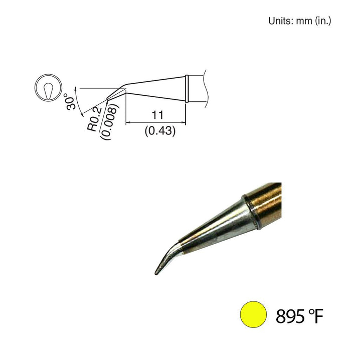 Hakko T31-00J02 Angled Tip, 895°F / 480°C Soldering Tip (Qty of 10)