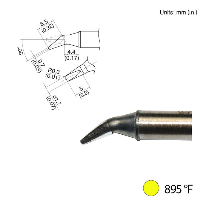 Hakko T31-00JD17 Bent Chisel Tip, 895°F / 480°C Soldering Tip (Qty of 10)