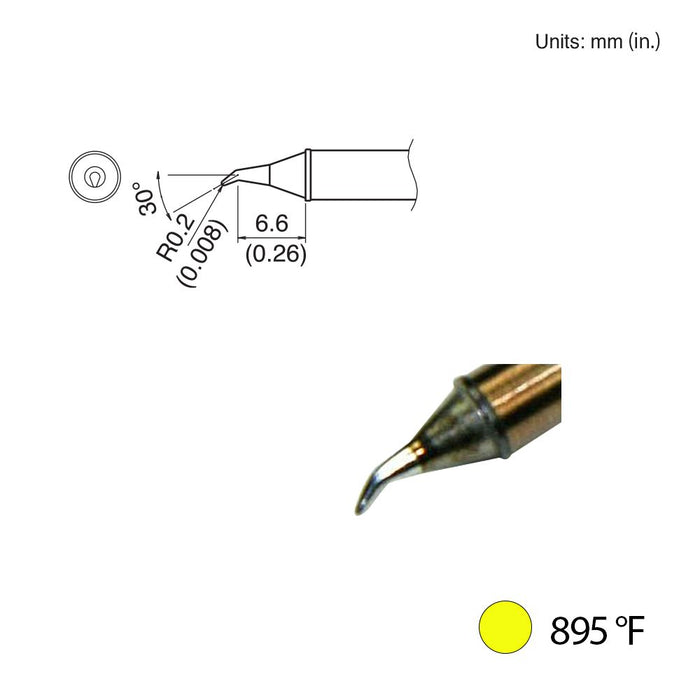 Hakko T31-00JS02 Angled Tip, 895°F / 480°C Soldering Tip