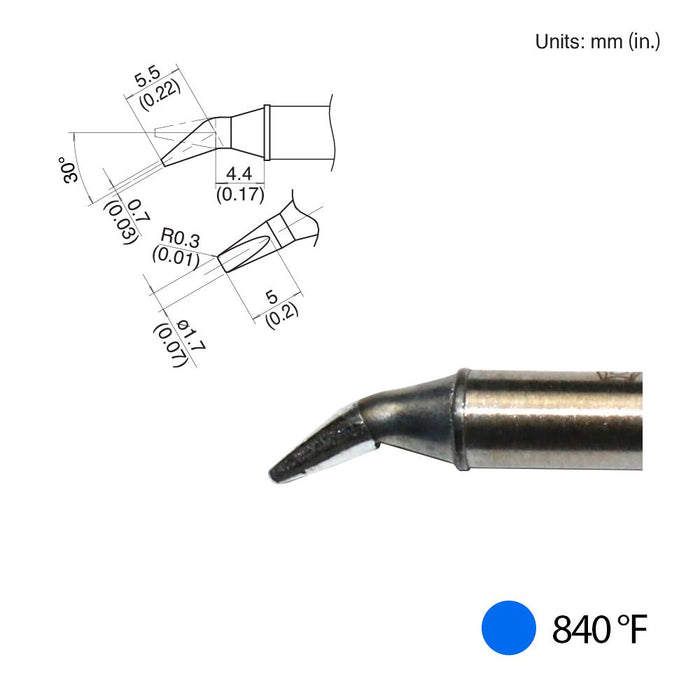 Hakko T31-01JD17 Bent Chisel Tip, 840°F / 450°C Soldering Tip