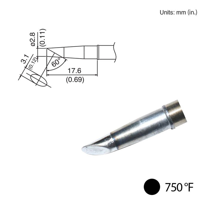 Hakko T31-02BC28 Bevel Tip, 750°F / 400°C Soldering Tip (Qty of 10)