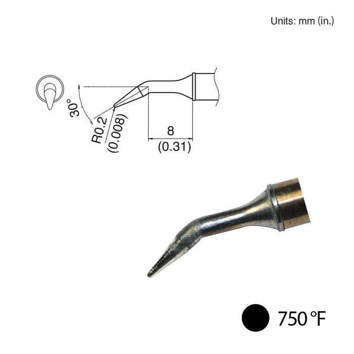 Hakko T31-02JL02 Angled Tip, 750°F / 400°C Soldering Tip