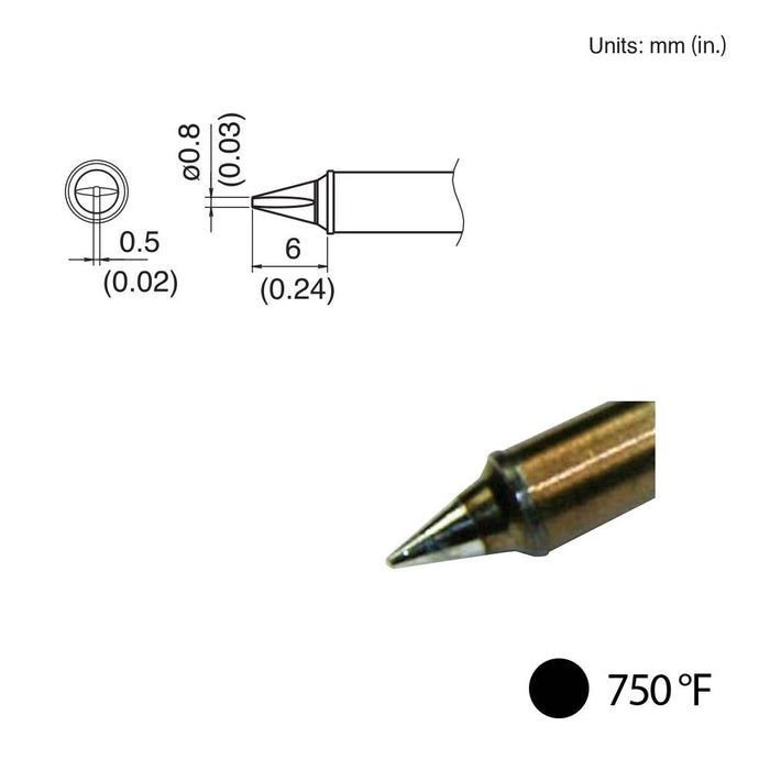 Hakko T31-02WD08 Chisel Tip, 750°F / 400°C Soldering Tip