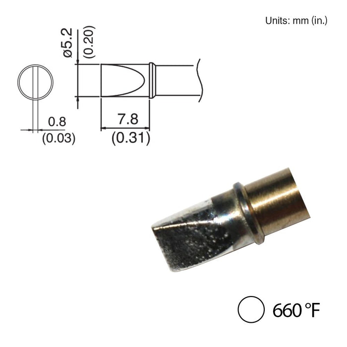 Hakko T31-03D52 Chisel Tip, 660°F / 350°C Soldering Tip