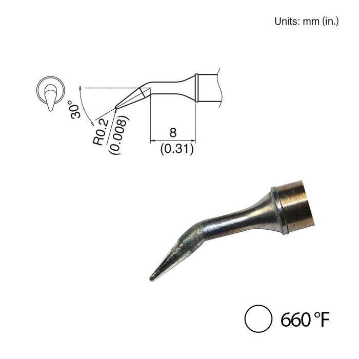 Hakko T31-03JL02 Angled Tip, 660°F / 350°C Soldering Tip