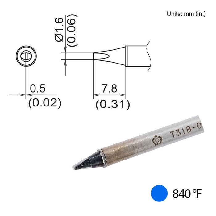 Hakko T31B-01D16 Chisel Tip, 840°F / 450°C Soldering Tip (Qty of 10)