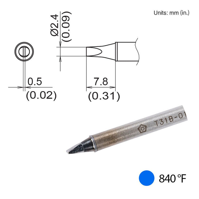 Hakko T31B-01D24 Chisel Tip, 840°F / 450°C Soldering Tip (Qty of 10)