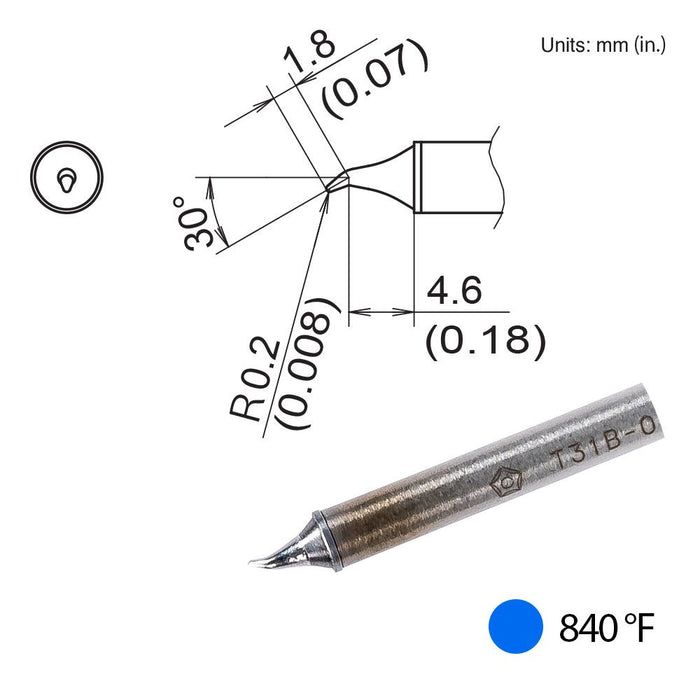 Hakko T31B-01JS02 Bent Tip, 840°F / 450°C Soldering Tip