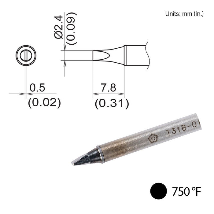 Hakko T31B-02D24 Chisel Tip, 750°F / 400°C Soldering Tip